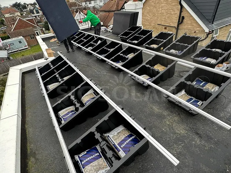 10KW PP Plastik Solar Ballast Pemasangan Bumbung Di Belanda